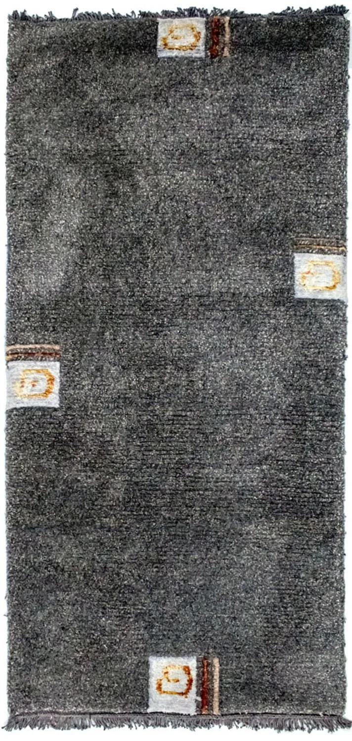Nepal Teppich 70x140cm - Wollteppich - silber