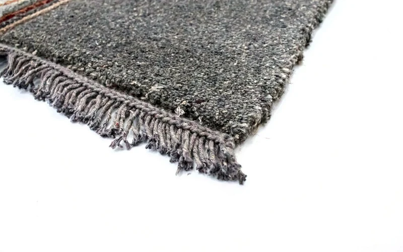 Nepal Teppich 70x140cm - Wollteppich - silber