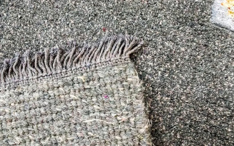 Nepal Teppich 70x140cm - Wollteppich - silber