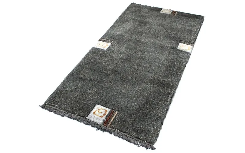 Nepal Teppich 70x140cm - Wollteppich - silber