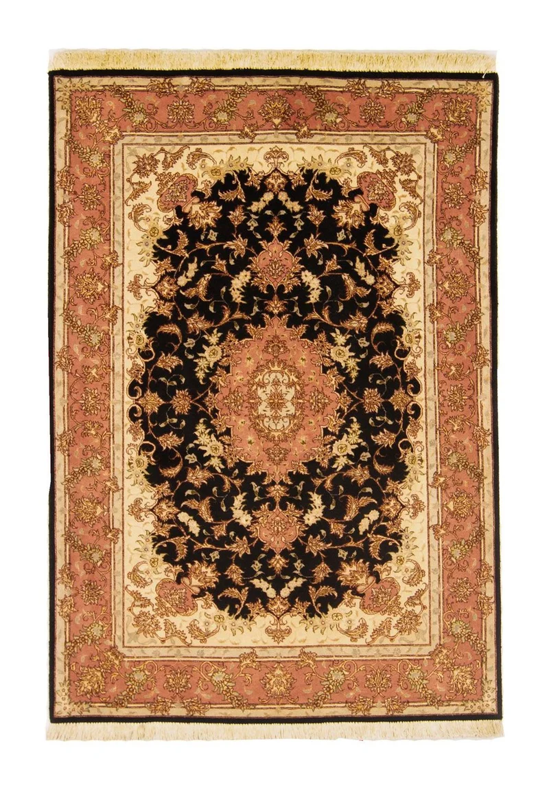 Täbriz - 50 Raj Teppich 102x147cm - Perserteppich - dunkelblau