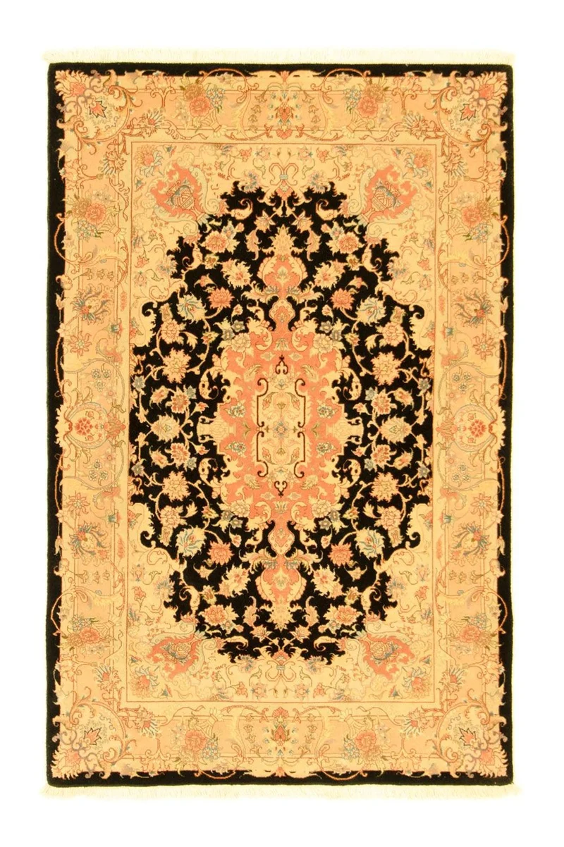 Täbriz - 50 Raj Teppich 101x157cm - Perserteppich - schwarz