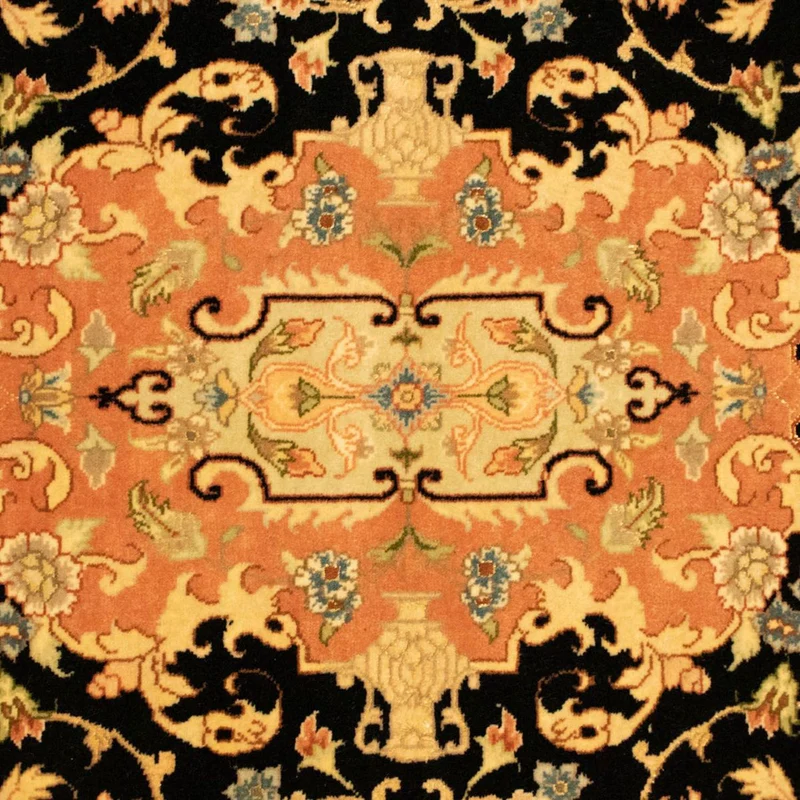 Täbriz - 50 Raj Teppich 101x157cm - Perserteppich - schwarz