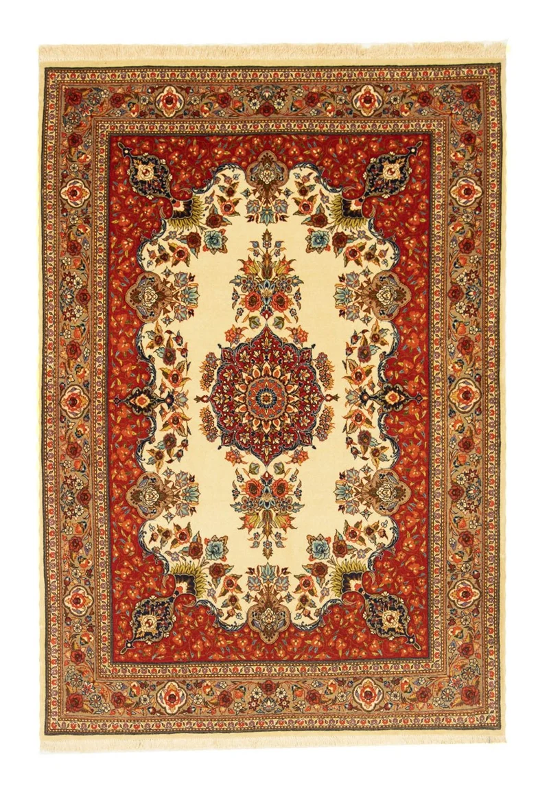 Ghom Teppich 105x151cm - Perserteppich - beige