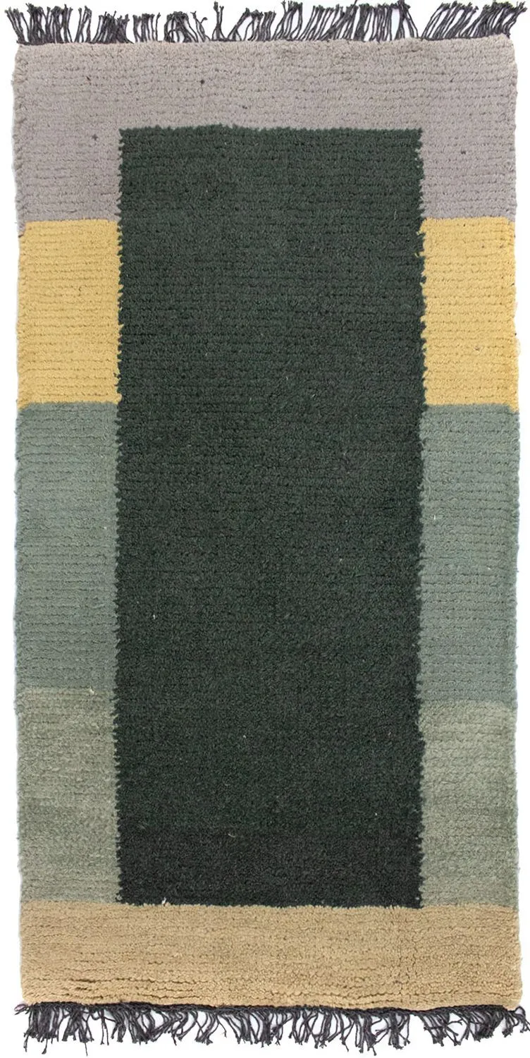 Nepal Teppich 70 x 140 cm - grün