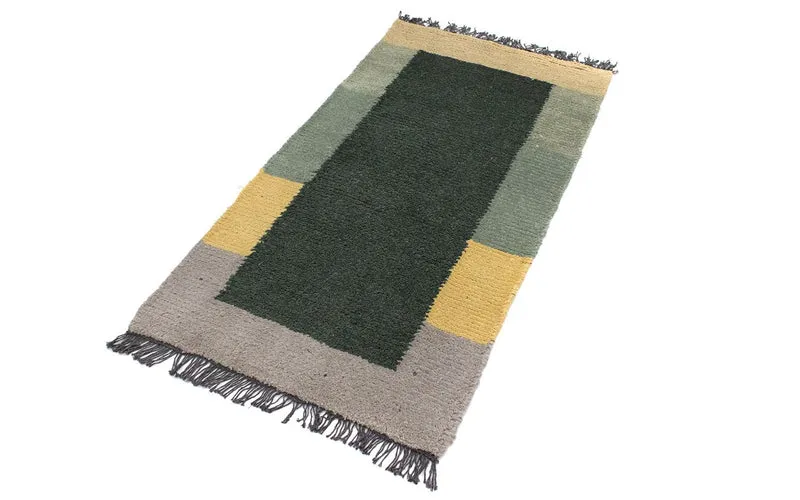 Nepal Teppich 70 x 140 cm - grün
