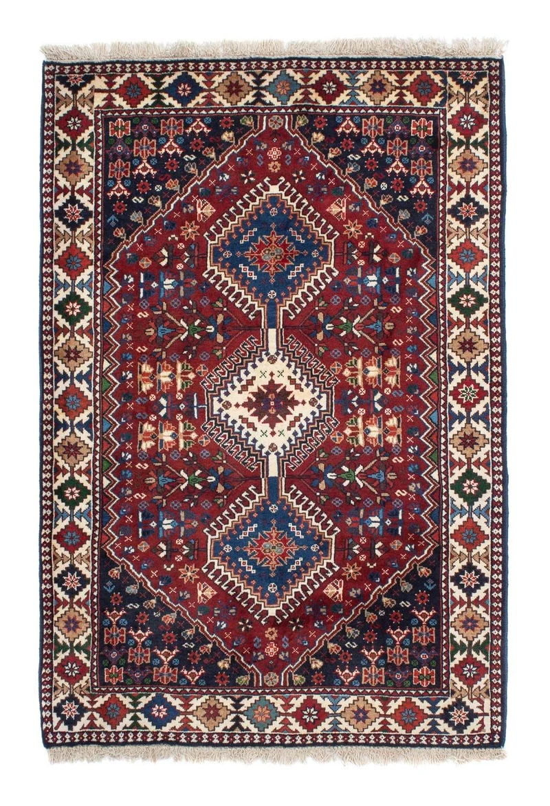 Yalameh Teppich 105x155cm - Perserteppich - dunkelrot