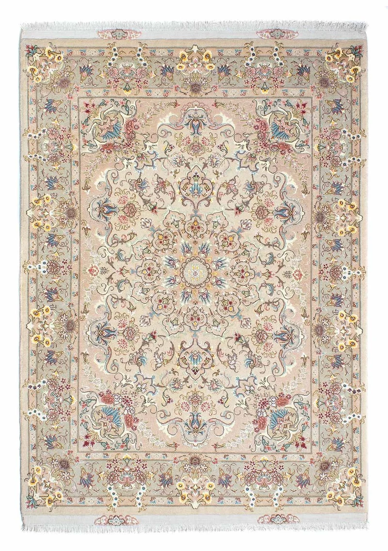 Täbriz - 50 Raj Teppich 150x210cm - Perserteppich - beige