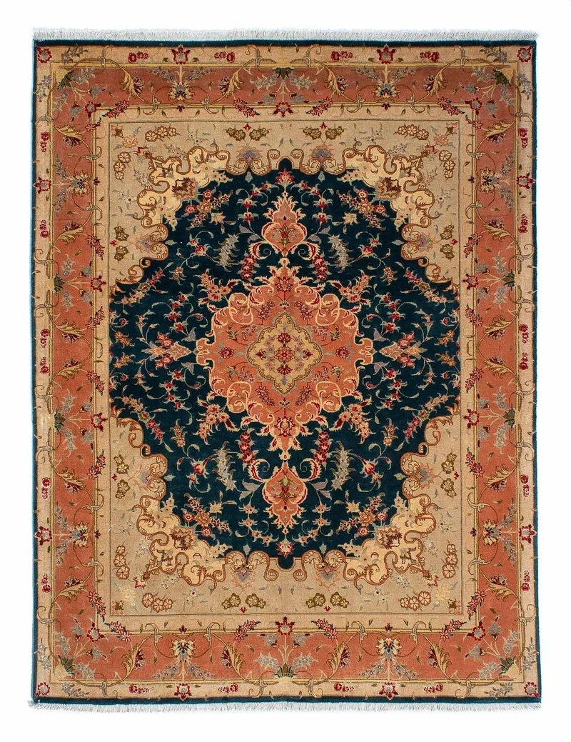 Täbriz - 50 Raj Teppich 152x202cm - Perserteppich - dunkelblau
