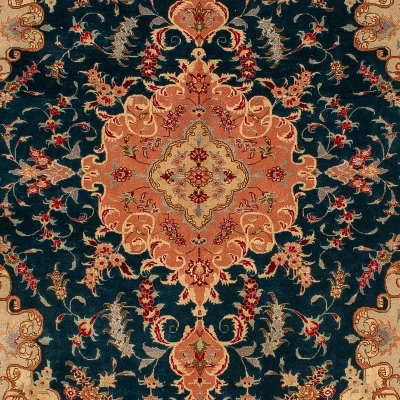 Täbriz - 50 Raj Teppich 152x202cm - Perserteppich - dunkelblau