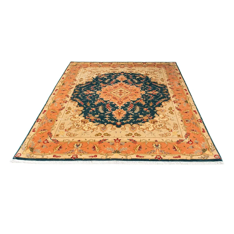 Täbriz - 50 Raj Teppich 152x202cm - Perserteppich - dunkelblau