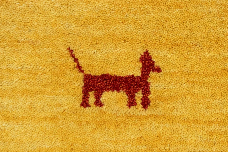 Gabbeh Teppich Indus 80x200cm - Wollteppich - gold