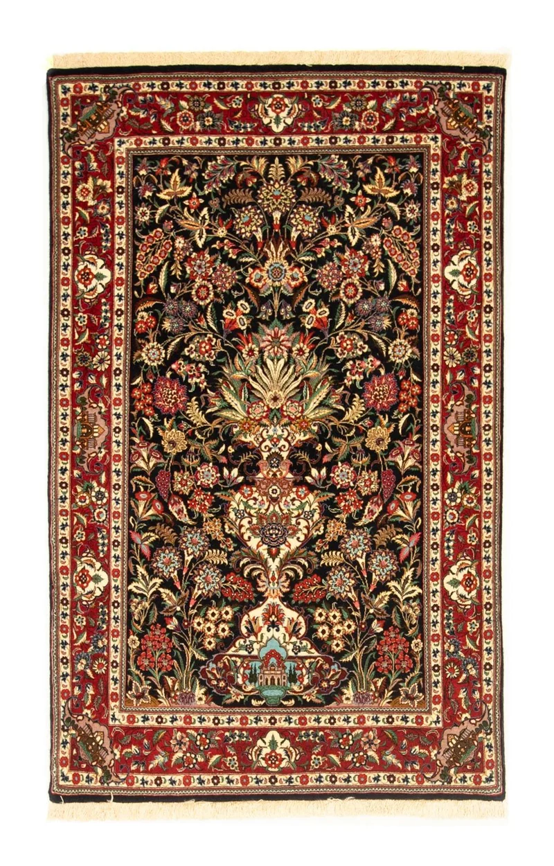 Ghom Teppich 107x163cm - Perserteppich - dunkelblau