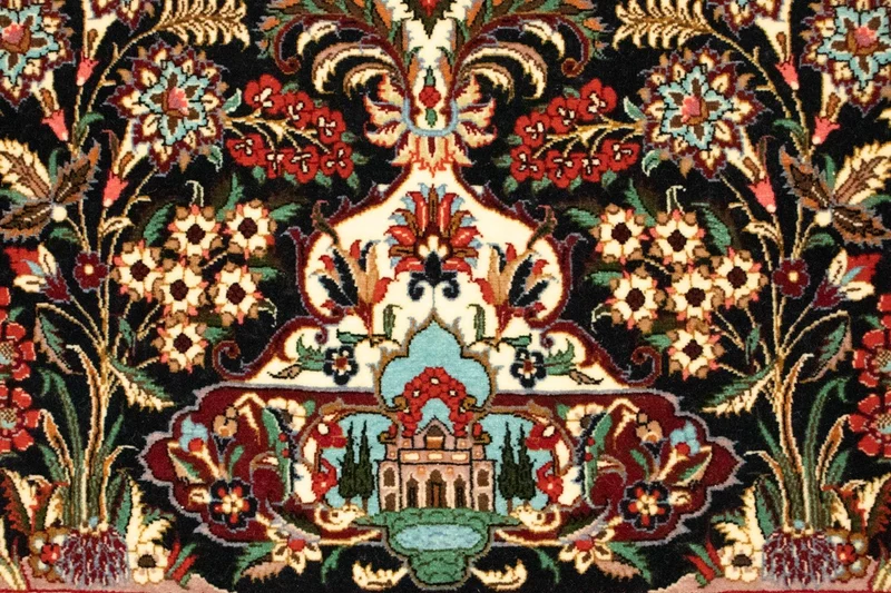Ghom Teppich 107x163cm - Perserteppich - dunkelblau