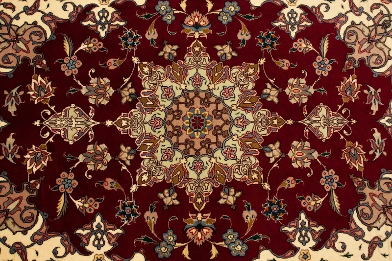 Täbriz - 50 Raj Teppich 103x148cm - Perserteppich - rot