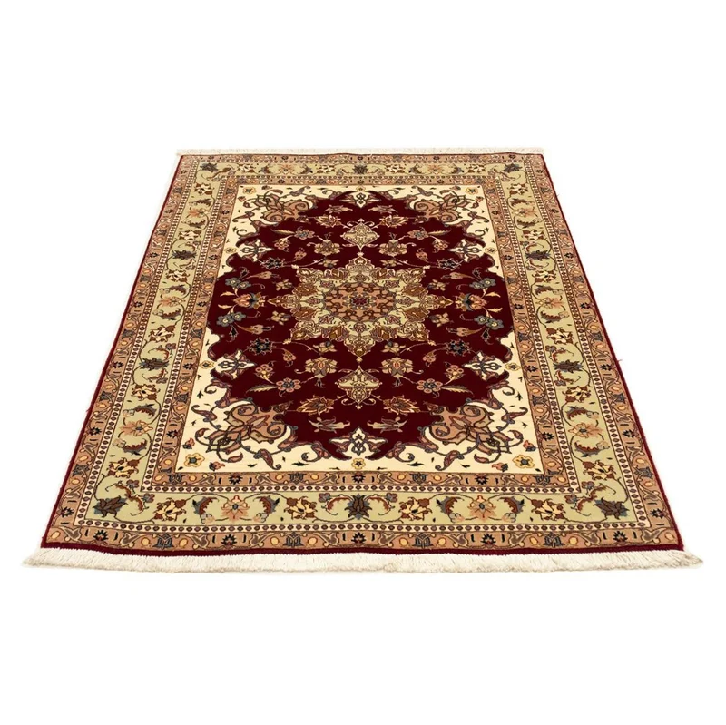 Täbriz - 50 Raj Teppich 103x148cm - Perserteppich - rot