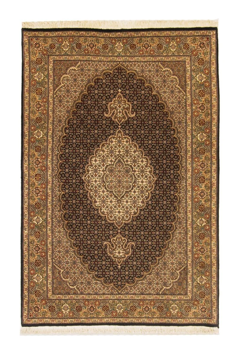 Täbriz - 50 Raj Teppich 102x153cm - Perserteppich - dunkelblau