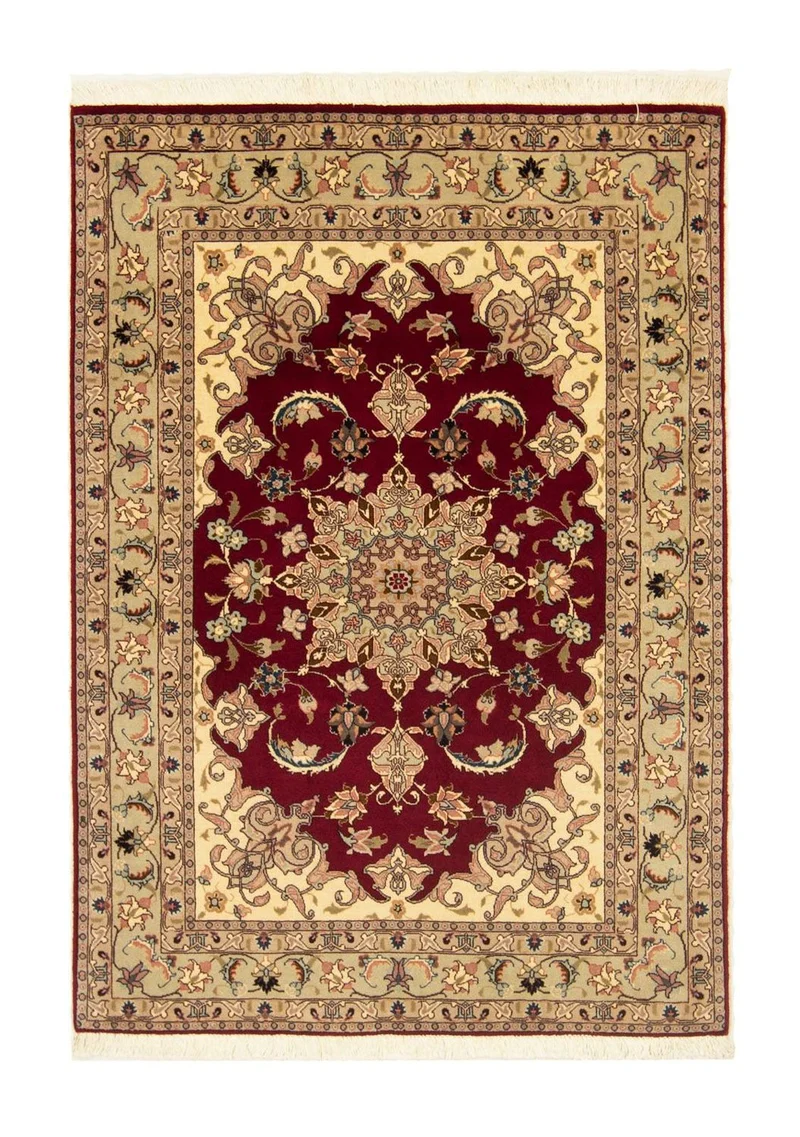 Täbriz - 50 Raj Teppich 100x150cm - Perserteppich - rot