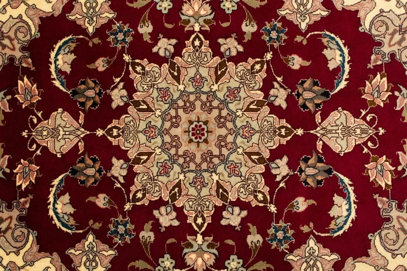 Täbriz - 50 Raj Teppich 100x150cm - Perserteppich - rot