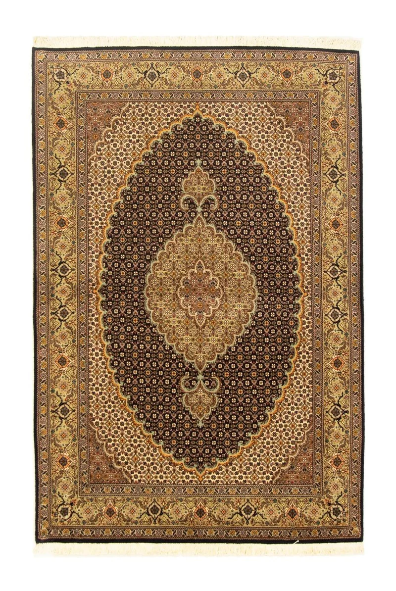 Täbriz - 50 Raj Teppich 103x156cm - Perserteppich - schwarz