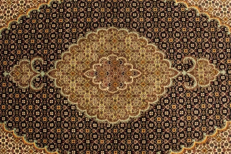 Täbriz - 50 Raj Teppich 103x156cm - Perserteppich - schwarz