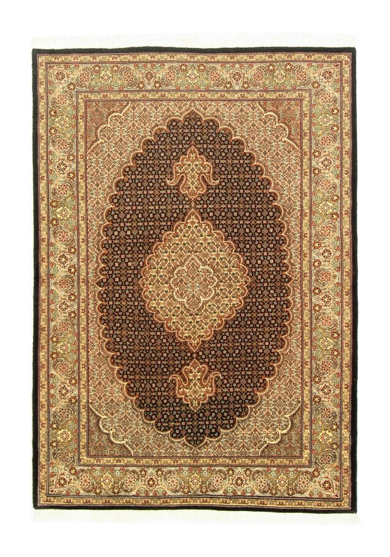 Täbriz - 50 Raj Teppich 102x148cm - Perserteppich - schwarz