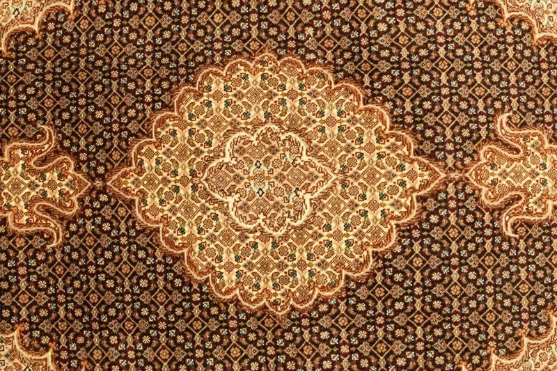Täbriz - 50 Raj Teppich 102x148cm - Perserteppich - schwarz
