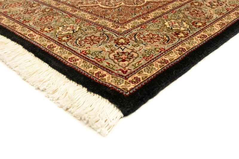 Täbriz - 50 Raj Teppich 102x148cm - Perserteppich - schwarz
