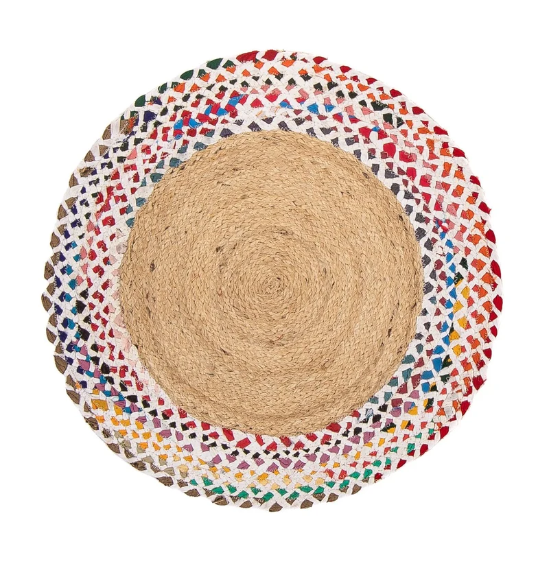 Juteteppich rund - 60 x 60 cm - mehrfarbig
