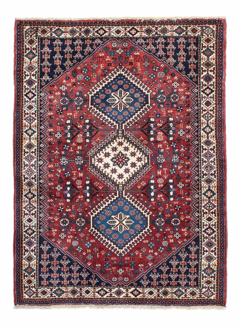 Yalameh Teppich 102x147cm - Perserteppich - dunkelrot