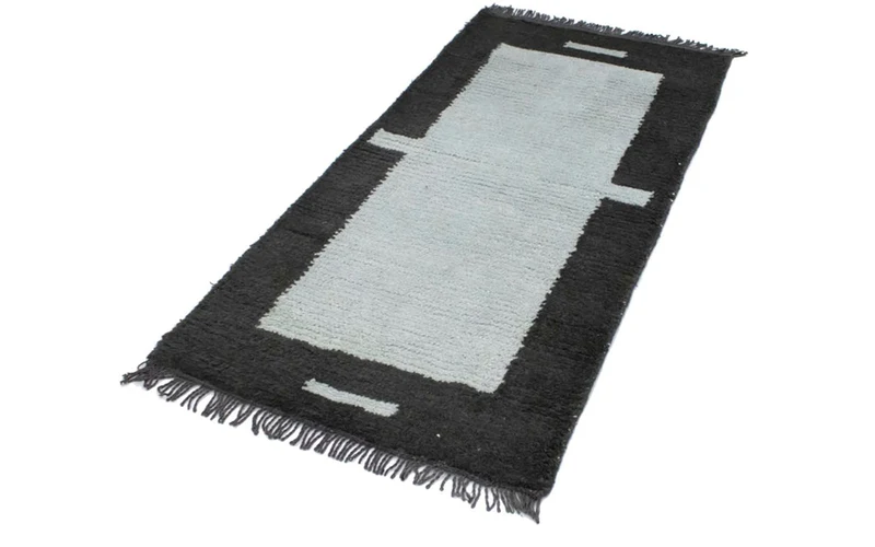 Nepal Teppich 70x140cm - Wollteppich - blau