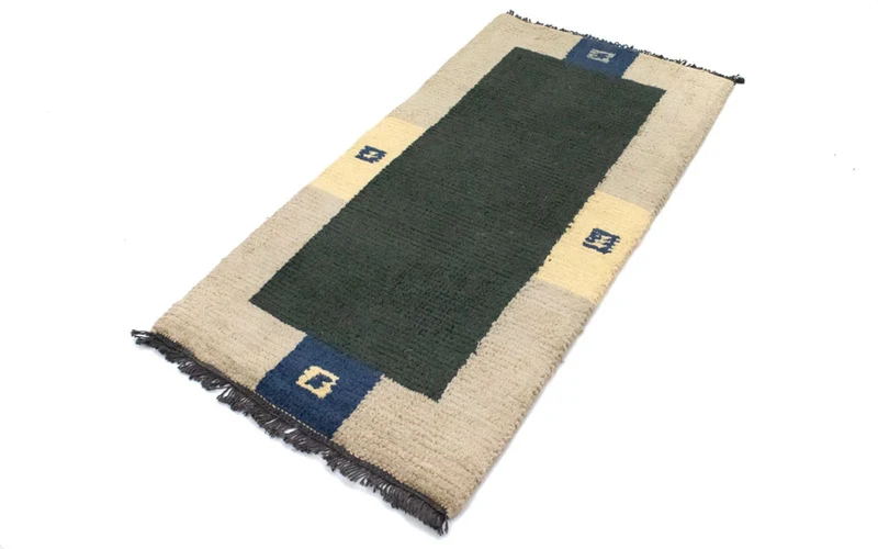 Nepal Teppich 70x140cm - Wollteppich - grün