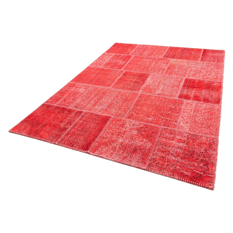 Patchwork Teppich 170x240cm - Orientteppich - dunkelrot