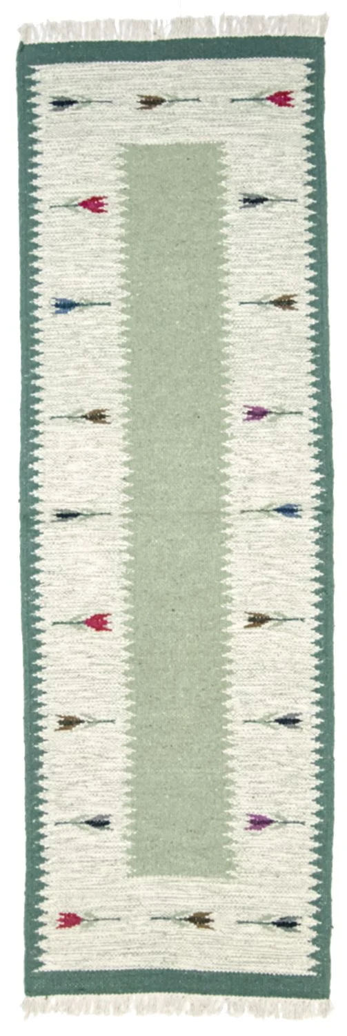 Kelim Modern Teppich 80x250cm - hellgrün