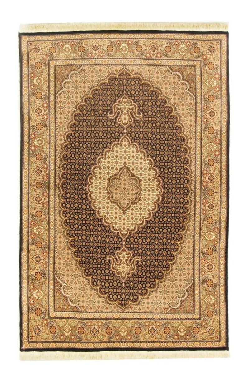 Täbriz - 50 Raj Teppich 102x157cm - Perserteppich - schwarz
