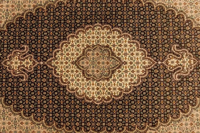 Täbriz - 50 Raj Teppich 102x157cm - Perserteppich - schwarz