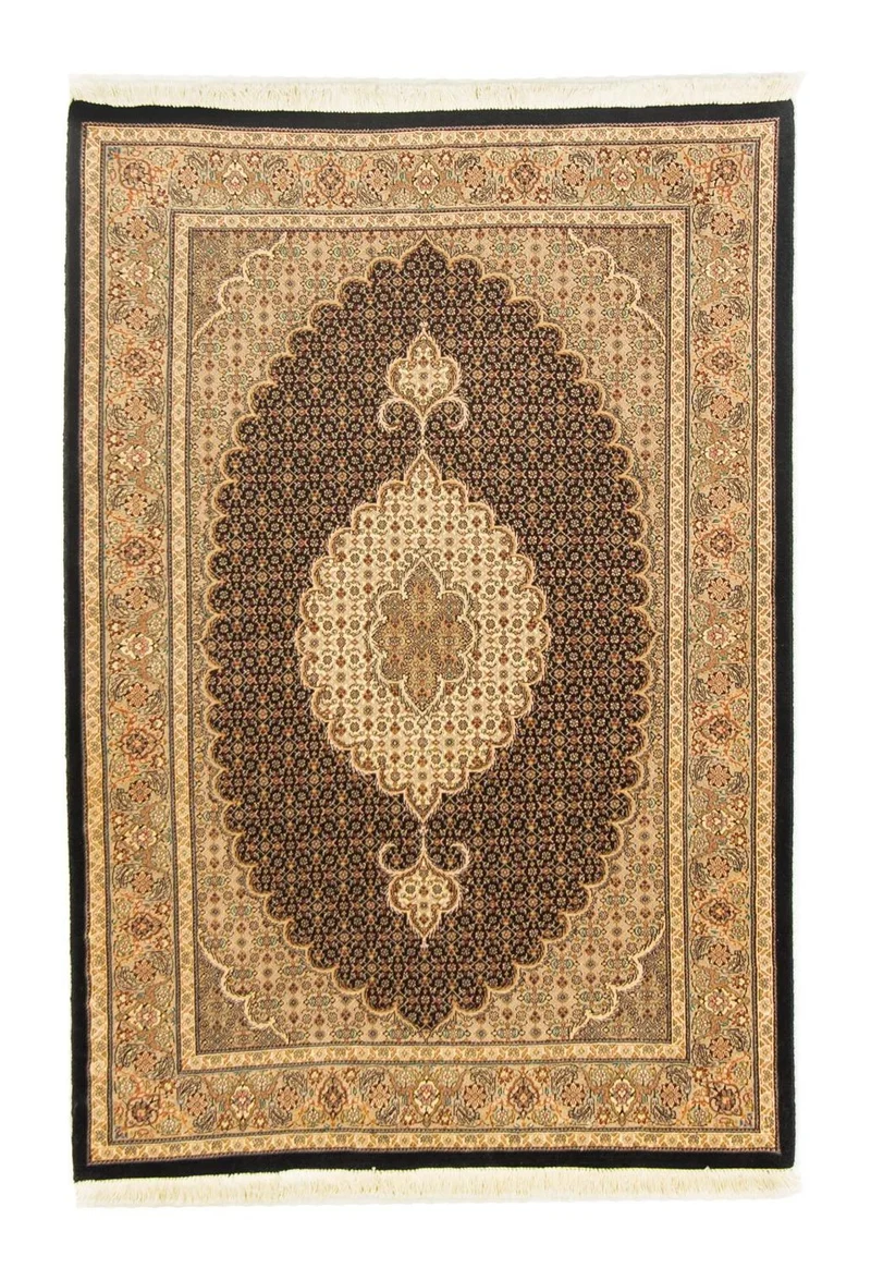 Täbriz - 50 Raj Teppich 100x152cm - Perserteppich - schwarz