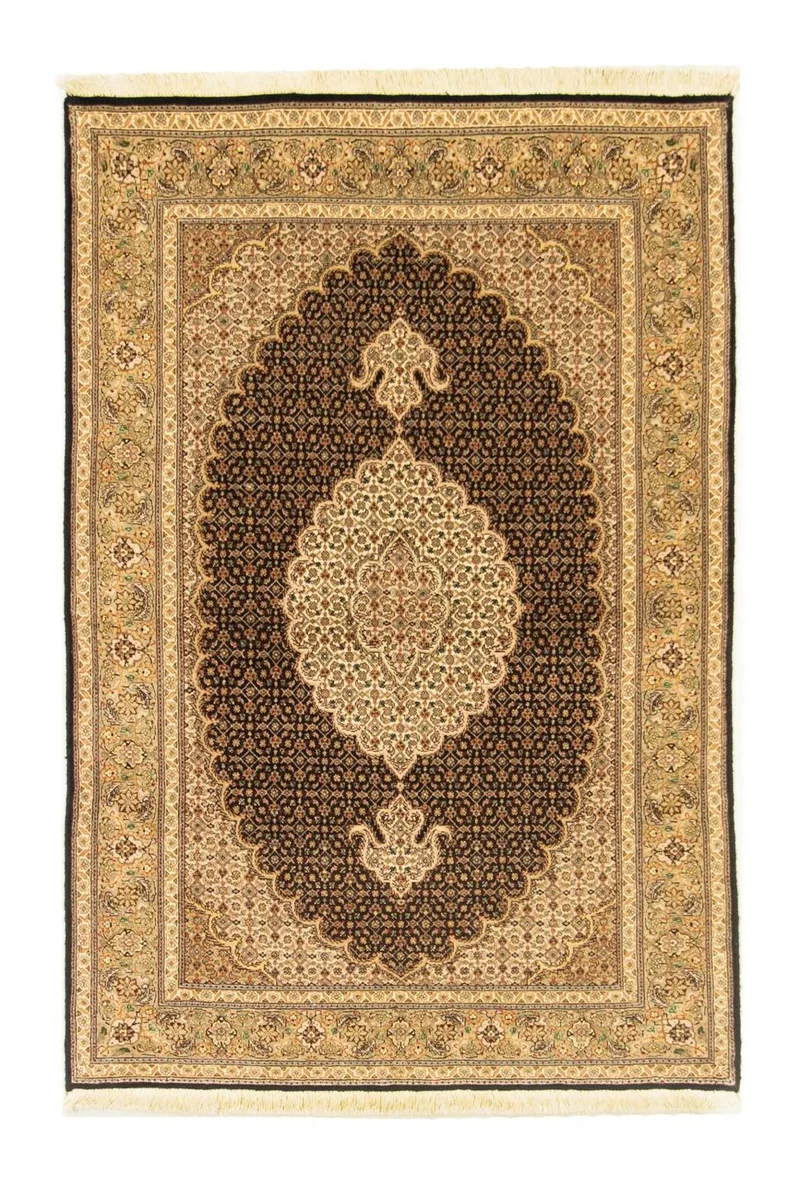 Täbriz - 50 Raj Teppich 102x156cm - Perserteppich - schwarz