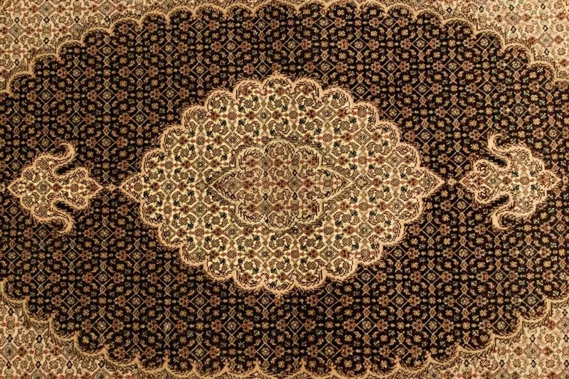 Täbriz - 50 Raj Teppich 102x156cm - Perserteppich - schwarz