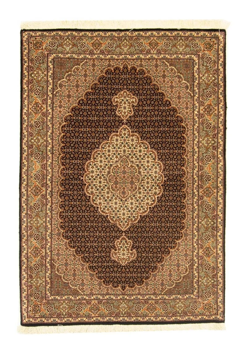 Täbriz - 50 Raj Teppich 102x148cm - Perserteppich - dunkelblau