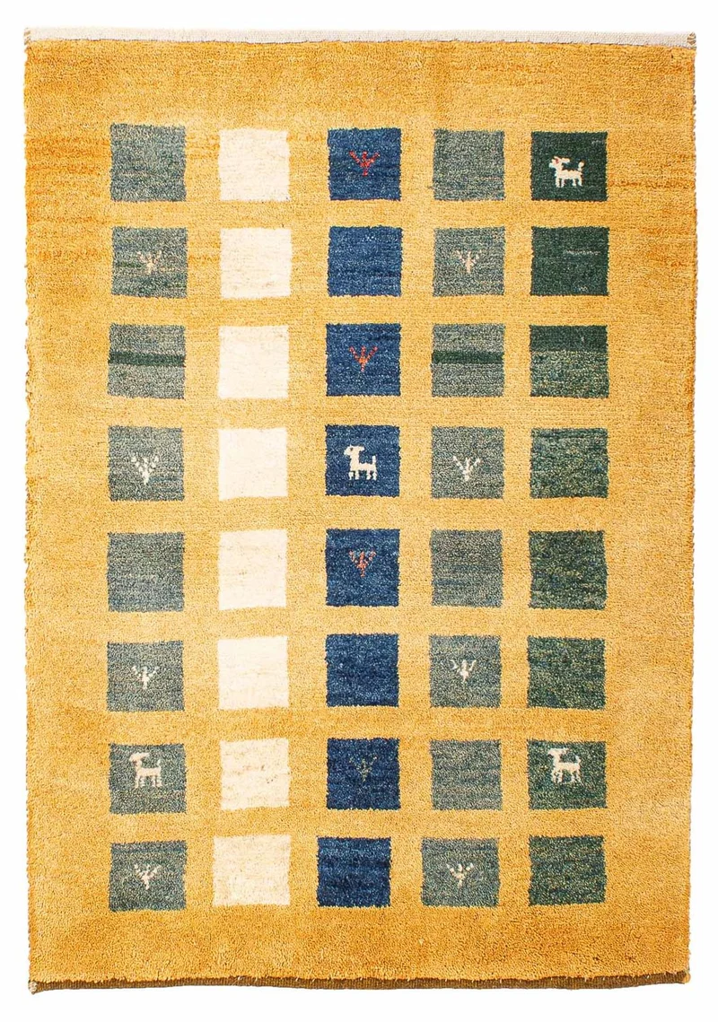 Loribaft Teppich Perser 84x118cm - Orientteppich - senfgelb