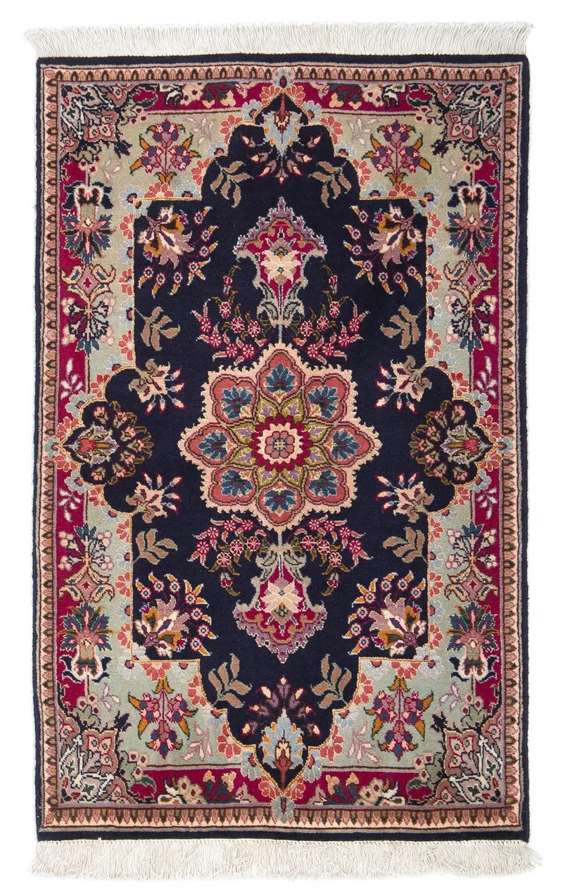 Täbriz - 50 Raj Teppich 60x90cm - Perserteppich - dunkelblau