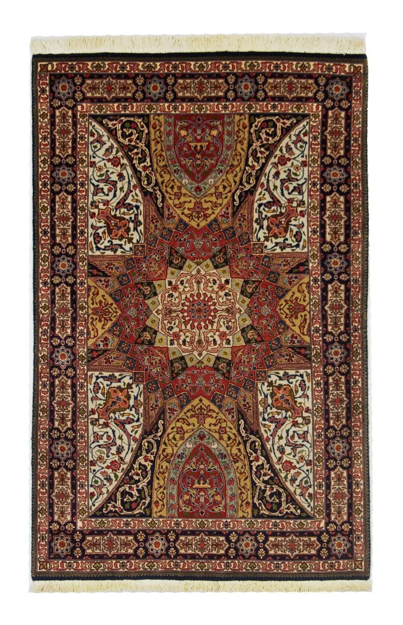 Täbriz - 50 Raj Teppich 100x157cm - Perserteppich - mehrfarbig
