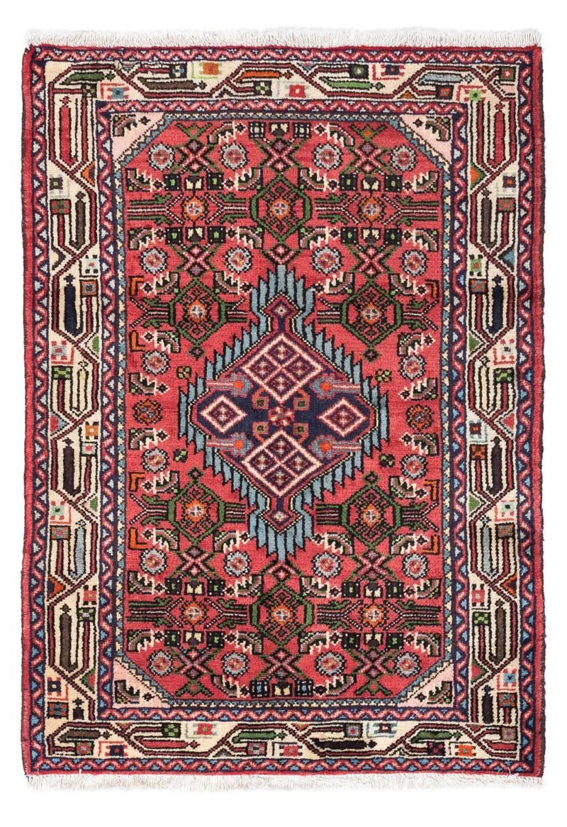 Hamadan Teppich 79x118cm - Perserteppich - rot
