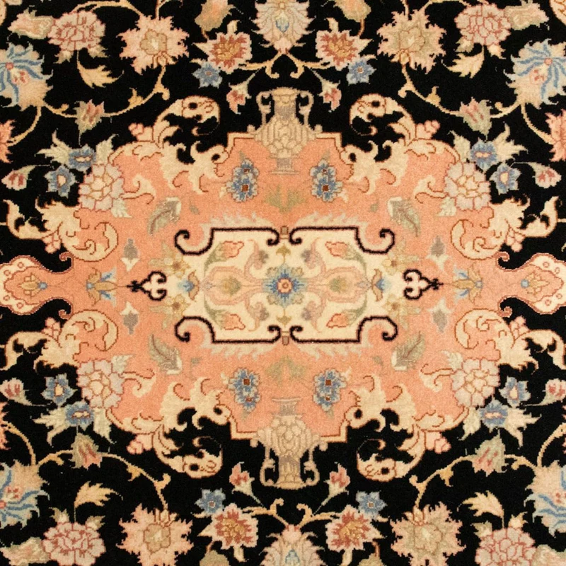 Täbriz - 50 Raj Teppich 100x158cm - Perserteppich - schwarz