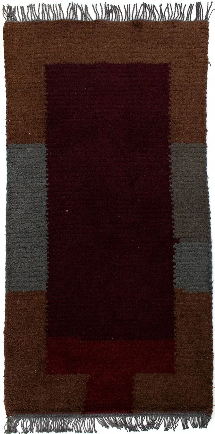 Nepal Teppich 70 x 140 cm - weinrot