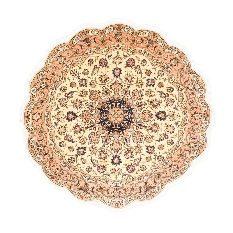 Täbriz - 50 Raj Teppich 150x150cm - Perserteppich - beige