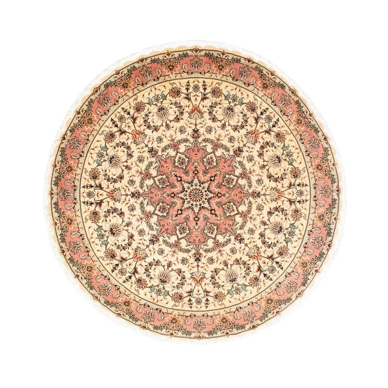 Täbriz - 50 Raj Teppich 150x150cm - Perserteppich - beige