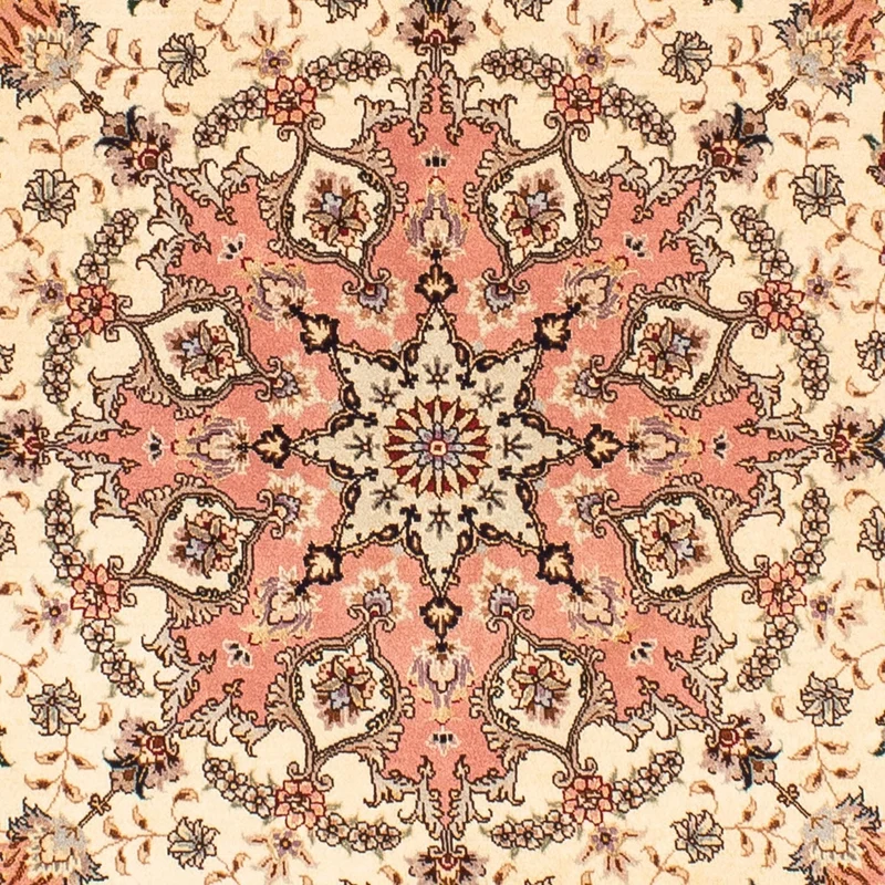 Täbriz - 50 Raj Teppich 150x150cm - Perserteppich - beige