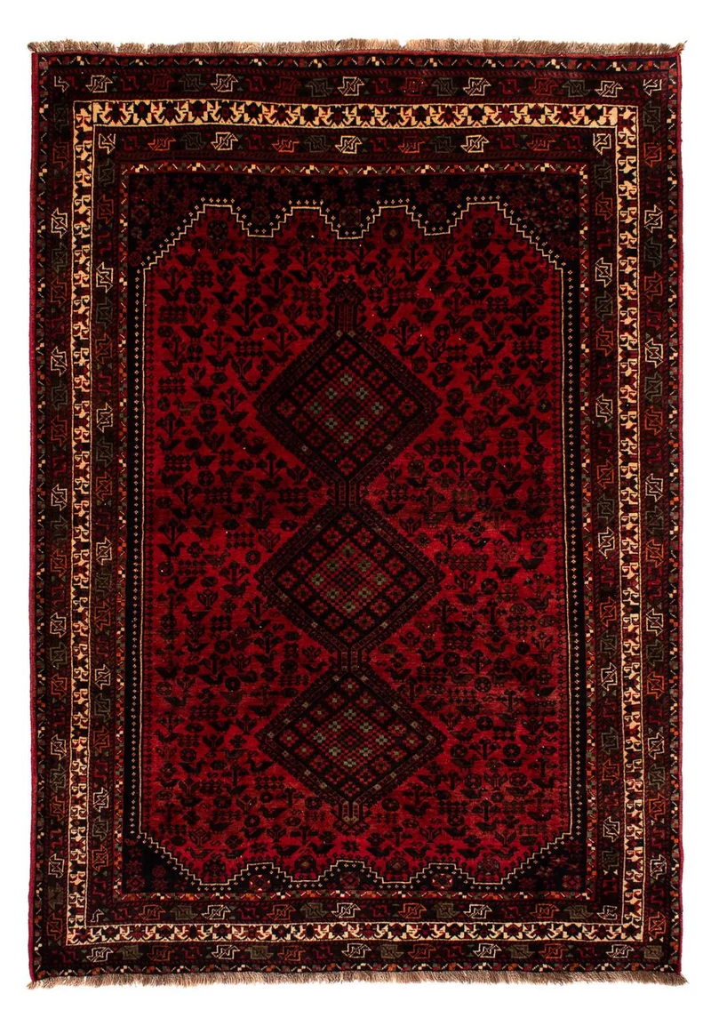 Shiraz Teppich 200x295cm - Perserteppich - dunkelrot